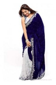 Portpanther Embriodered Bollywood Handloom Velvet Sari